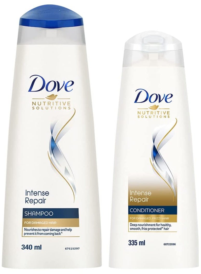 Dove Intense Repair Shampoo 1 Ltr & Dove Intense Repair Conditioner 335 ml, (Combo Pack) | Enriched With Keratin Actives to Smoothen Dry and Frizzy Hair - Deep Conditions Damaged Hair for Men & Women